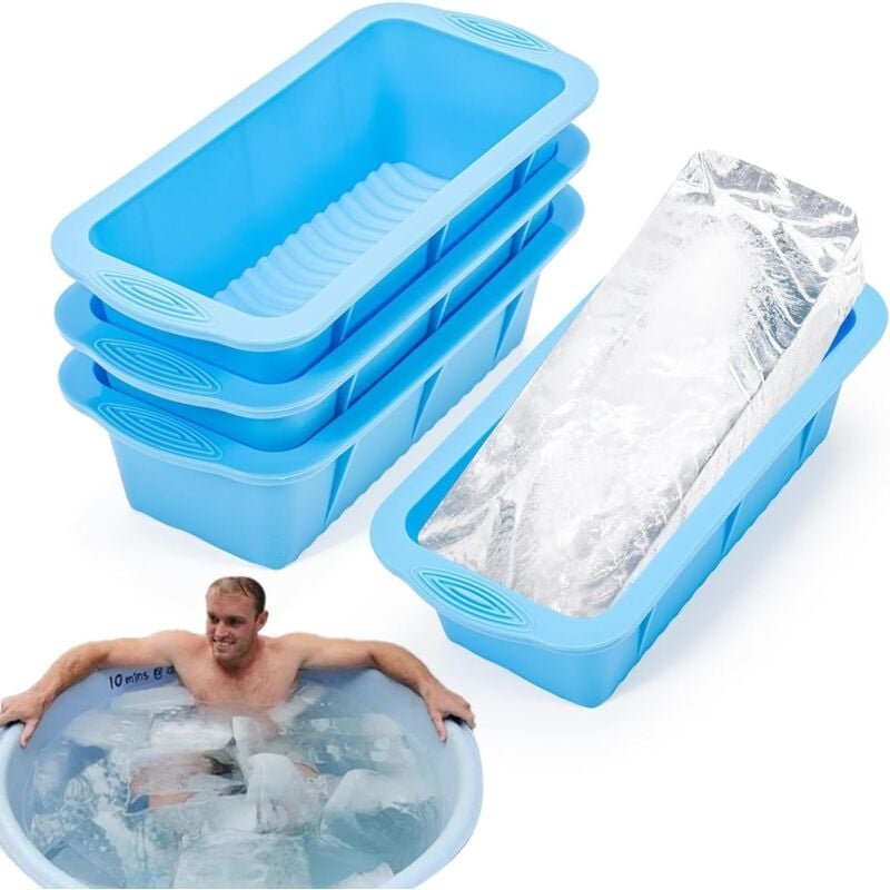Extra große Eisblockform für Eisbad, 4er-Pack große Eiswürfelformen mit je 1,1 kg, Silikon-Eisbadzubehör, Wasserkühler f...