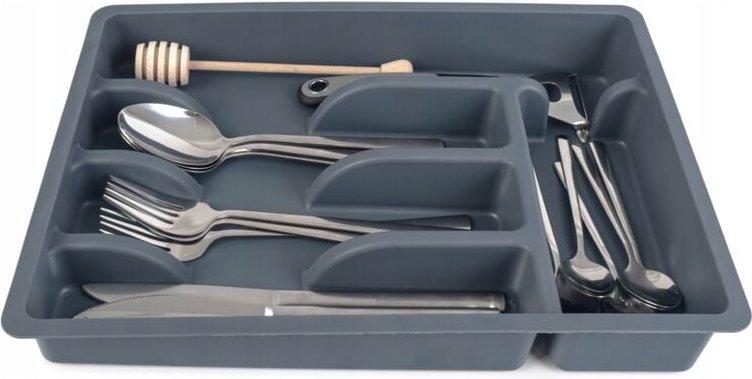 Kunststoffeinsatz für Küchenschublade, Besteck-Organizer, grau - Kadax