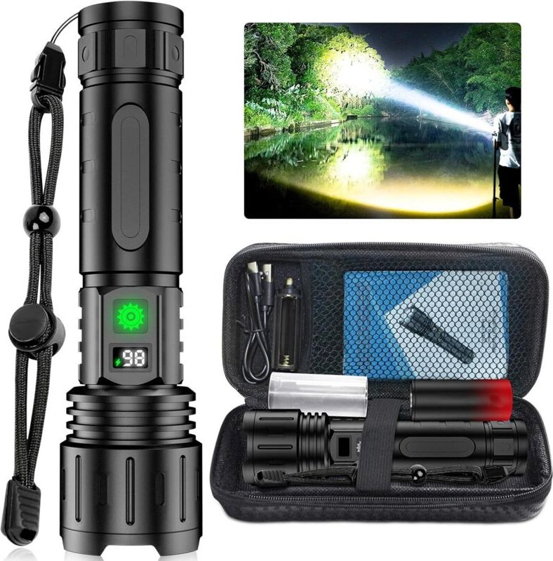 Ultrahelle 990.000 lm Survival-Taschenlampe für all Ihre Abenteuer, leistungsstarke wiederaufladbare LED-Taschenlampe mi...