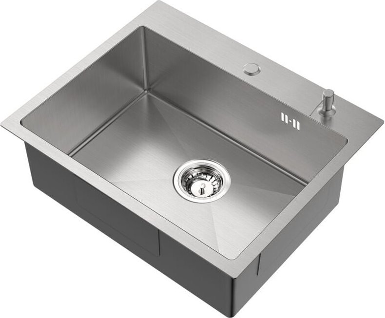 Küchenspüle aus Edelstahl 55 x 45 cm Edelstahlspüle, Einbauspüle mit Seifenspender, Aufsatzspüle für die Küche, gebürste...