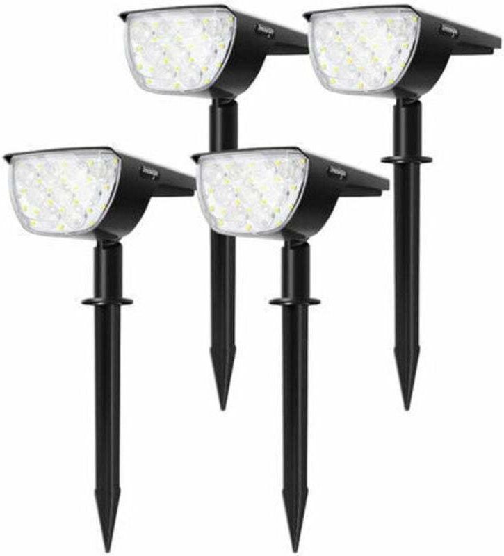 4er Pack 30 LED Solarstrahler Outdoor, dimmbares wasserdichtes Solarlicht mit 180° Solarpanel für Garten,