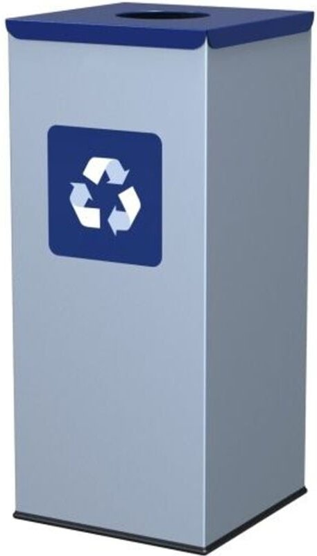 Metall-Mülleimer 30x30x70cm 60L PAPIER - blauer Deckel