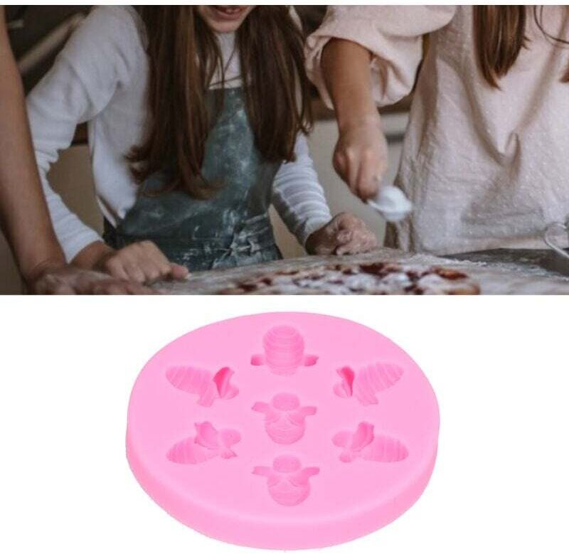 Kuchenform in Bienenform aus lebensmittelechtem Silikon, DIY-Kuchendekorations-Backwerkzeug (rosa)