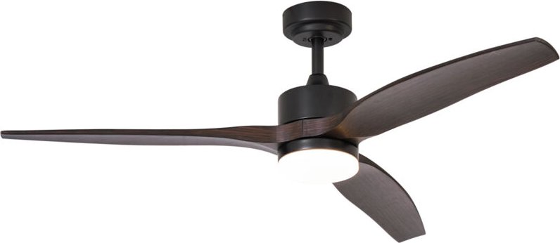 Deckenventilator schwarz mit Holzprint 132cm inkl. led Dimmbar mit Fernbedienung - Joly