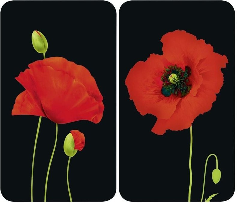 Glasabdeckplatte Universal Mohn, 2er Set für alle Herdarten - Wenko