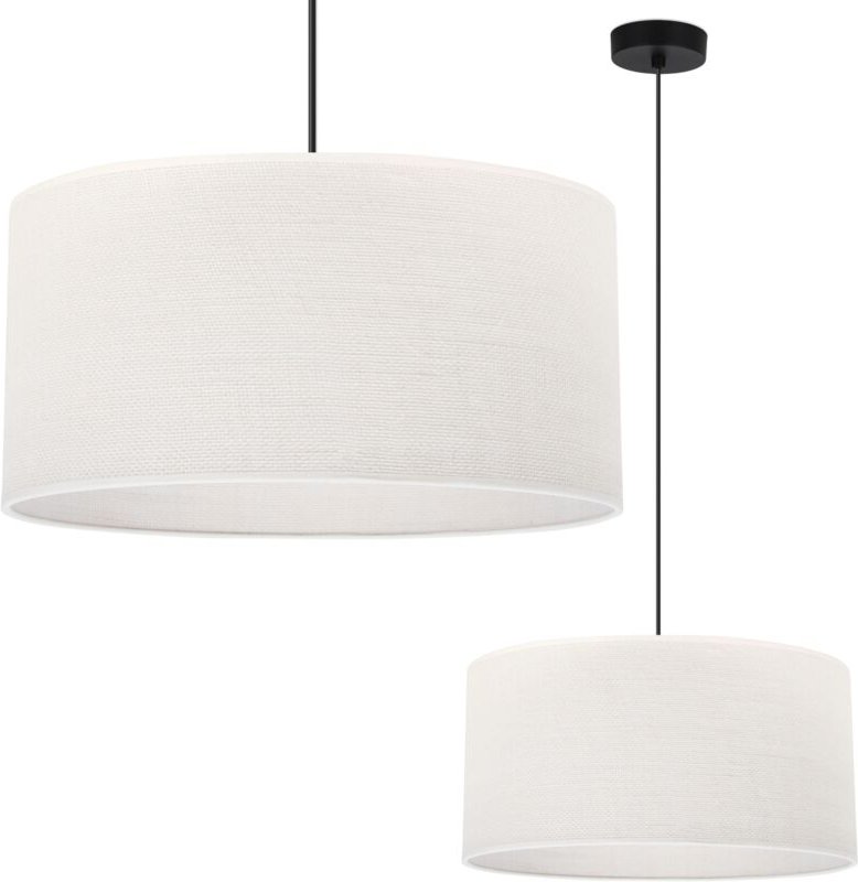 Thumbnail - Hängelampe schwarz Jute 1 flacher weißer Lampenschirm 35 cm E27