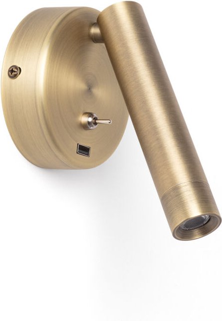 LED-Wandleuchte 2.5W Rund Aluminium mit USB-Anschluss Gazny Bronze