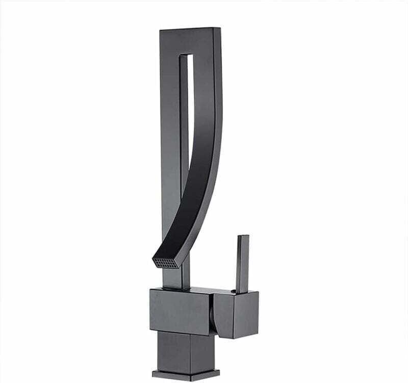 Waschtischarmatur, modernes, elegantes Design, schwarzes Messing, 360° schwenkbarer Mischbatterie, Warm- und Kaltwassera...