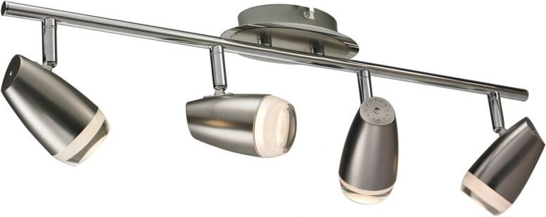 Esto - Deckenlampe Deckenleuchte Spotleuchte Leiste Wohnzimmerleuchte, 4 flammig Spots beweglich, Stahl Chrom klar, 4x l...
