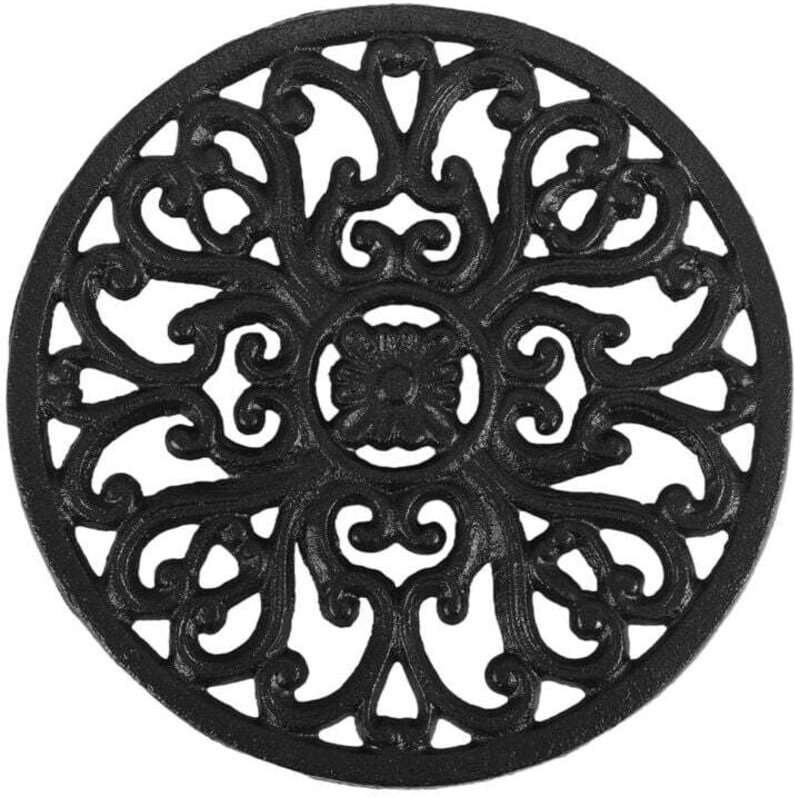 Runder Untersetzer aus Gusseisen mit 17 cm Durchmesser, wärmeisolierend und rutschfest für den Küchentisch