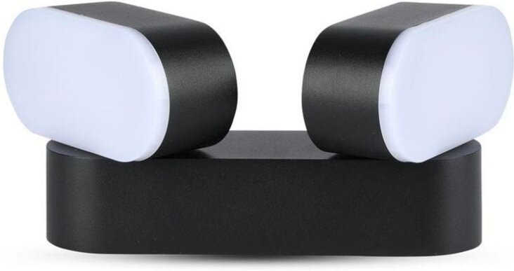 V-tac - 12W led Wandleuchte 110LM/W Schwarz mit drehbarem Doppelkopf Warmweiß IP65