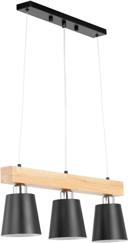 Pendelleuchte 3 Schirme Holzbalken 40 w Pendellampe Hängelampe Deckenlampe