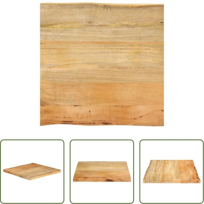 Massivholz - Tischplatte mit Baumkante 80x80x2,5 cm Massivholz Mango