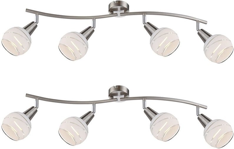 2er Set led Deckenstrahler 4-flammig, Glasschirme satiniert, Breite 70cm