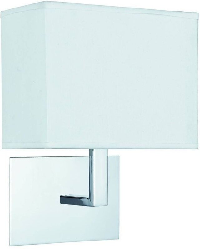 Searchlight - 1 Licht Innenwandleuchte Chrom mit weißem rechteckigem Schirm, E27