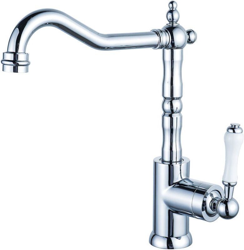 Antike Küchenarmatur, Küchenmischer aus Kupfer, Waschbeckenarmatur, 360° drehbar, Warm- und Kaltwassermischer (verchromt...