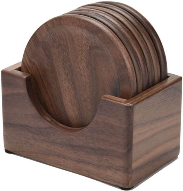 Stück Untersetzer aus Walnussholz, rund, dekorative Tischsets, hitzebeständig, Getränkematte, für Zuhause, Küche, Tisch,...