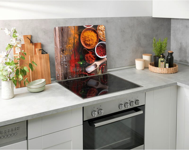 Motivplatte Gewürze, Abdeckplatte für Glaskeramik Kochfelder, Schneidbrett, Mehrfarbig, Gehärtetes Glas mehrfarbig - meh...