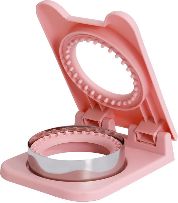 Sandwichmaker mit Verschließmechanismus und Ausstecher – Farbe: rosa, rund
