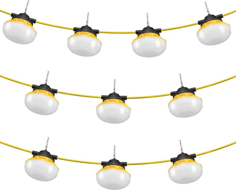 Thumbnail - Mophorn - 100 ft Bau-Lichterkette, 100 w, 10000 lm, 10 Arbeitsleuchten, 5000 k, IP65 wasserdicht, mit Aufhängehaken, für...