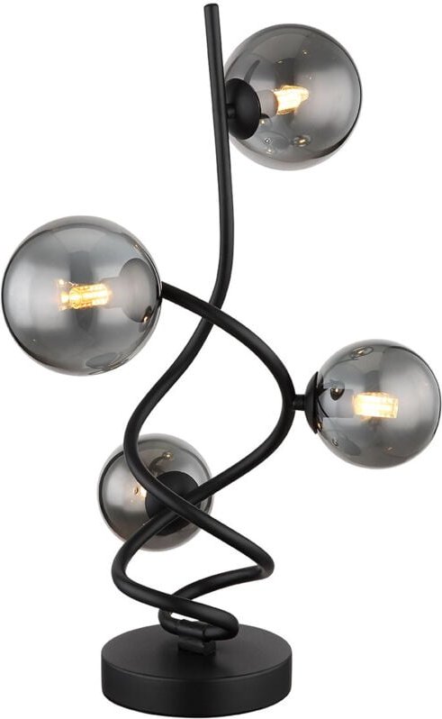 Globo - Tischleuchte Beistelllampe Nachttischlampe led Glas Rauchfarbe d 15 cm Schwarz
