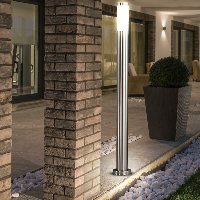Säulenleuchte Stehleuchte Außenleuchte Balkonleuchte led Eingangsbeleuchtung Garten, IP44 Edelstahl silber opal, 1x led ...