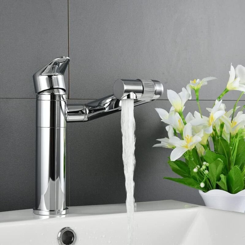 Wasserhahn Bad 360 grad drehbar, Einhandmischer Hoch Armatur, Bad Wasserhahn Waschtischarmatur Mischbatterie