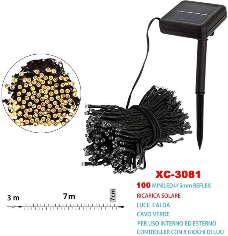 Trade Shop Traesio - Trade Shop - 100 led solargeladene weihnachtsbeleuchtung warmes licht XC-3081 -