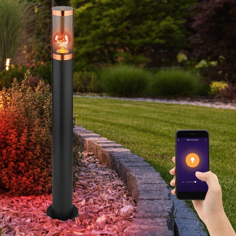 Stehlampe Garten Aussenlampe Stehleuchte Wegeleuchten , App-Sprachsteuerung Dimmbar cct Timer IP44, Kupfer schwarz rauch...
