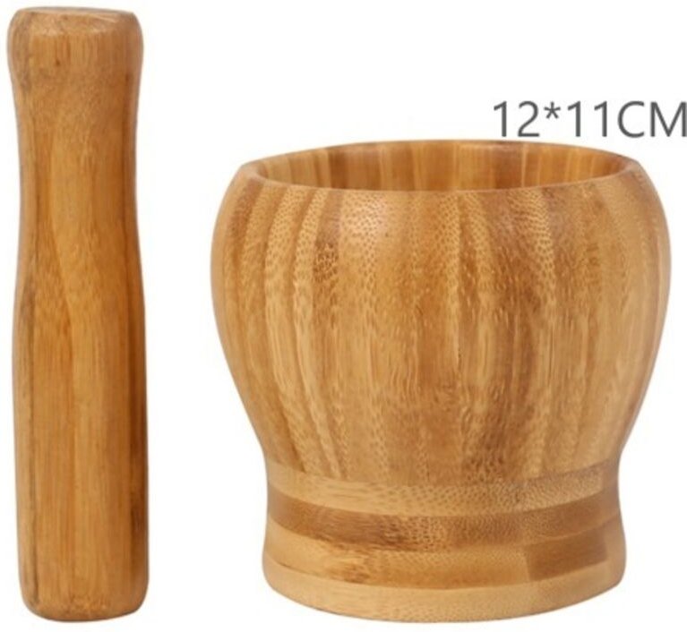 Mörser- und Stößel-Set aus Holz – Kleiner Mörser und Stößel, ideal zum Zerkleinern von Gewürzen, Kräutern und Knoblauch ...