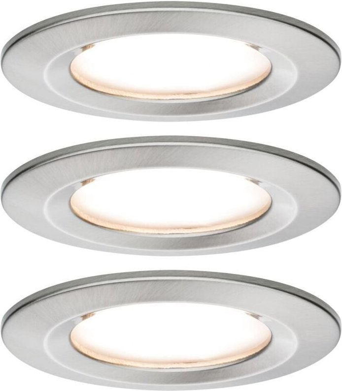 Paulmann Coin Slim LED-Bad-Einbauleuchte 3er Set 6 W IP44 Eisen (gebürstet)