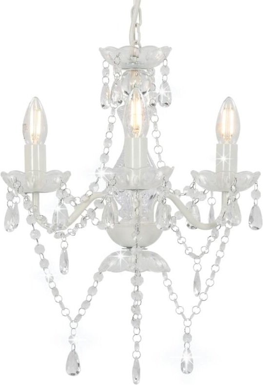 Kronleuchter mit Perlen Weiß Rund 3×E14 Vidaxl