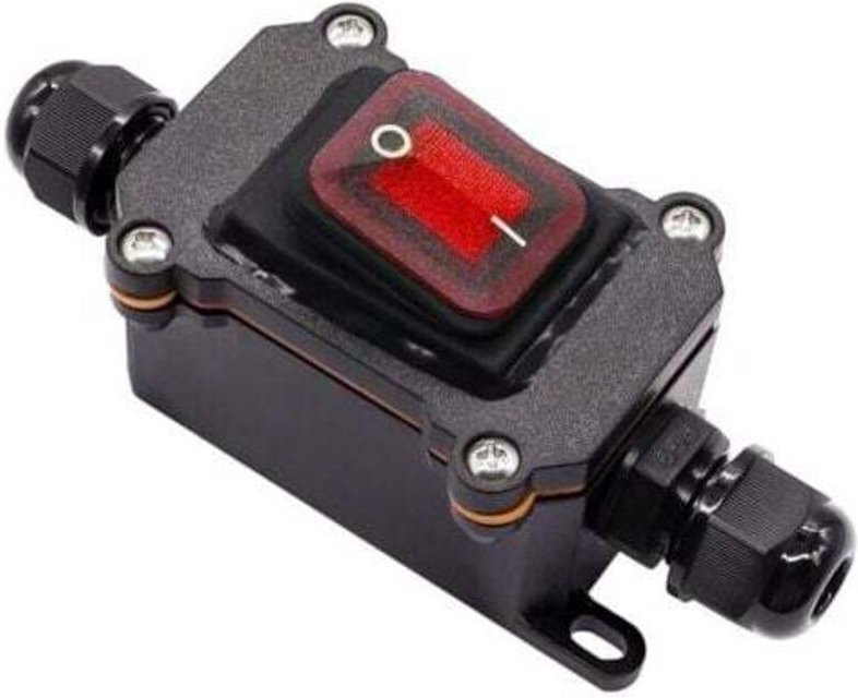 IP67 Wasserdichter Kabelschalter H-K062-KCD4-201N-RW, 220V-LS, 4 Anschlüsse, Outdoor DPST, 220V AC mit roter LED, Dual L...