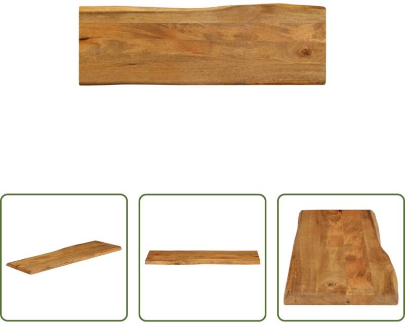Massivholz - Tischplatte mit Baumkante 110x40x2,5 cm Massivholz Mango