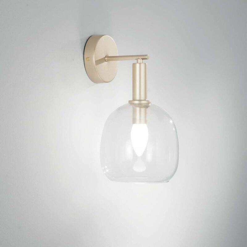 Wandleuchte aus vergoldetem Metall mit mundgeblasenem Glasdiffusor Brandy AP