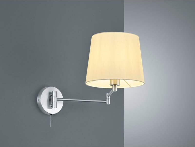 Schwenkbare led Wandleuchte mit Stoffschirm Weiß & Gelenkarm Silber