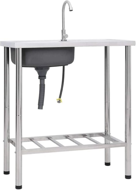 Camping-Spüle mit Wasserhahn Edelstahl - Vidaxl