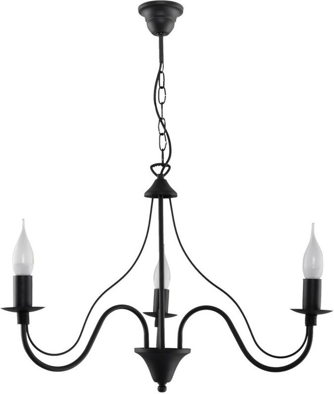 Rustikaler Kronleuchter Pendelleuchte E14 FIORANO in Schwarz