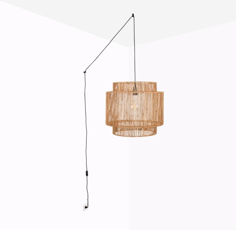 Wandleuchte aus Jute "RAWA" mit Schalter und Stecker - E27