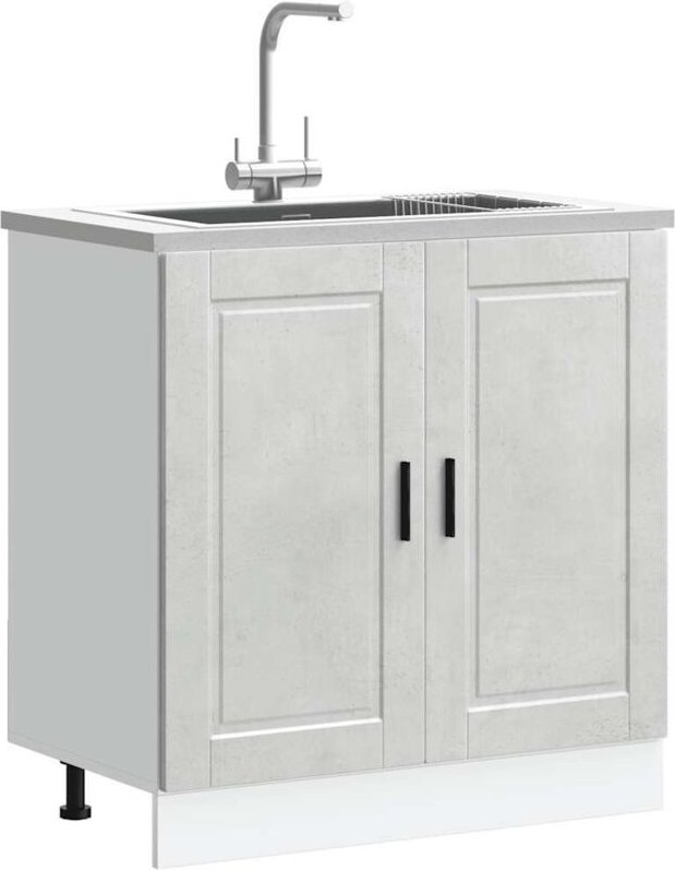 Spülenunterschrank Porto Betongrau 80x46x81,5 cm Holzwerkstoff - Vidaxl