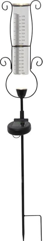Star Trading Solar Regenmesser Pluvio, led, Schwarz, Outdoor, Glas, Warmweiß, Dämmerungssensor, 65 cm