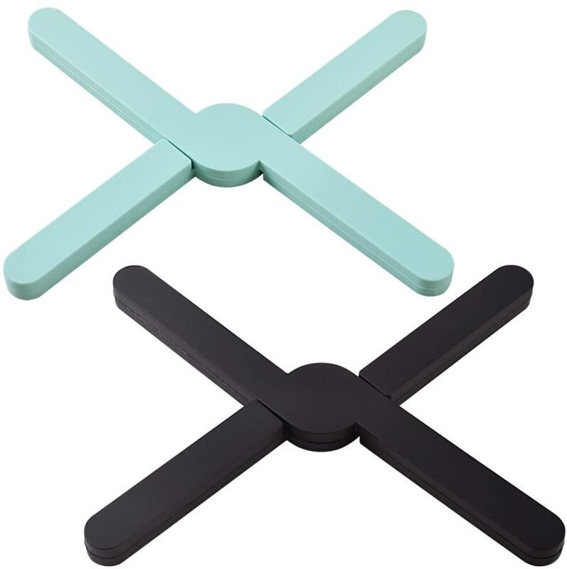 Rutschfester, faltbarer Silikonuntersetzer, 2er-Pack, umweltfreundlich, ausziehbar, mit Wärmeleitpad und Kreuzdesign