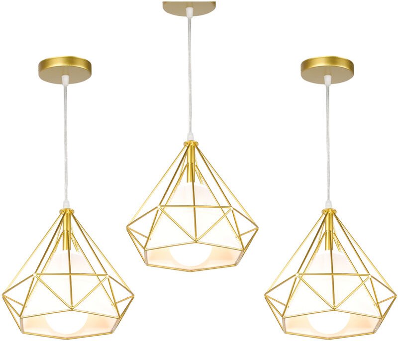 Pendelleuchte Vintage, Hängelampe im Retro Look, Diamant Form Kronleuchter mit Käfig für Wohnzimmer Schlafzimmer Esszimm...