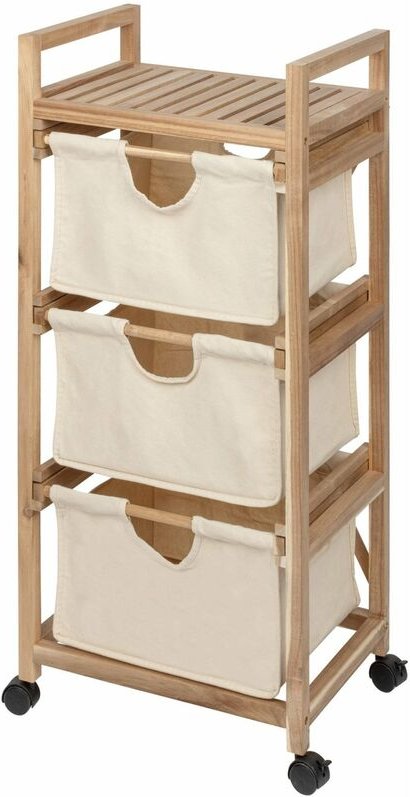 Badezimmerschrank acina mit 3 Stoffkörben, Akazienholz Wenko