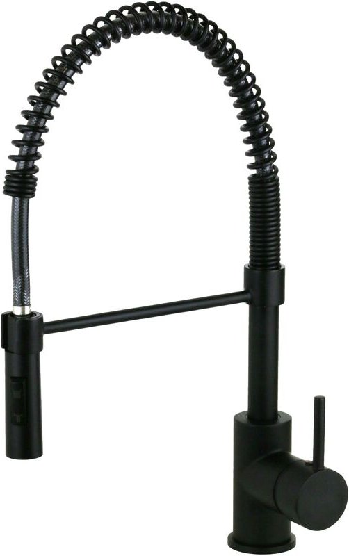 Pollini Acqua Design - Küchenspülenmischer in mattschwarzer Farbe mit Feder Pollini feel 1594TB matt-schwarz