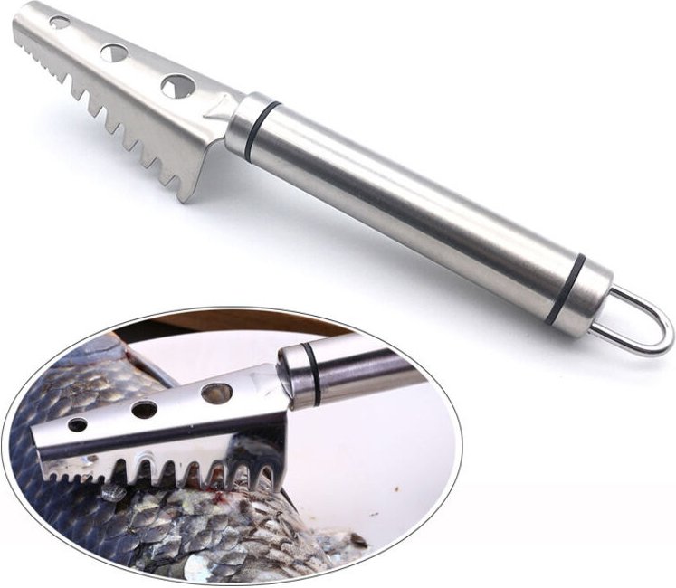 Fischschuppenschaber mit Sägezähnen aus Edelstahl 304 – Silber