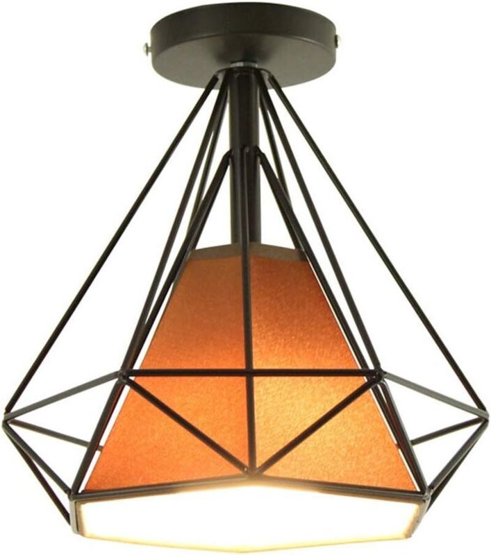 Deckenleuchte Industrielle Retro Deckenlampe aus Eisen Lampenschirm in Diamant Käfig E27 25cm für Flur Küche Wohnzimmer ...