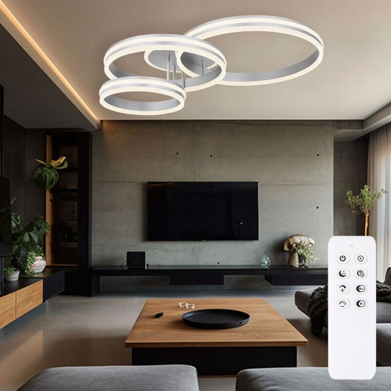 Ring Deckenleuchte dimmbar Deckenlampe LED dimmbar Fernbedienung Deckenlampe Ringe LED, CCT, 72W 3460lm 2700K-6000K, LxB...