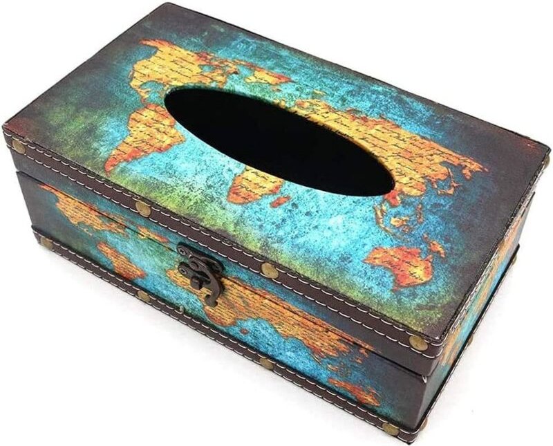 Taschentuchbox aus Holz im Vintage-Stil im Shabby-Chic-Stil, rechteckig, handgefertigt, Seidenpapierbox, Servietten-Orga...