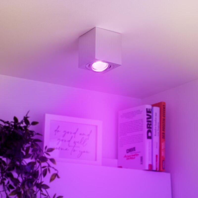 Eckiger Aufbaustrahler schwenkbar Deckenbeleuchtung - Farbe: Alu-gebürstet - LED Leuchtmittel: GU10 5W RGB+CCT 230V dimm...